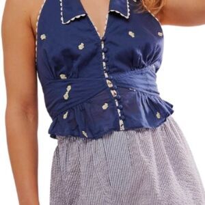 Free People May Embroidered Halter Top
